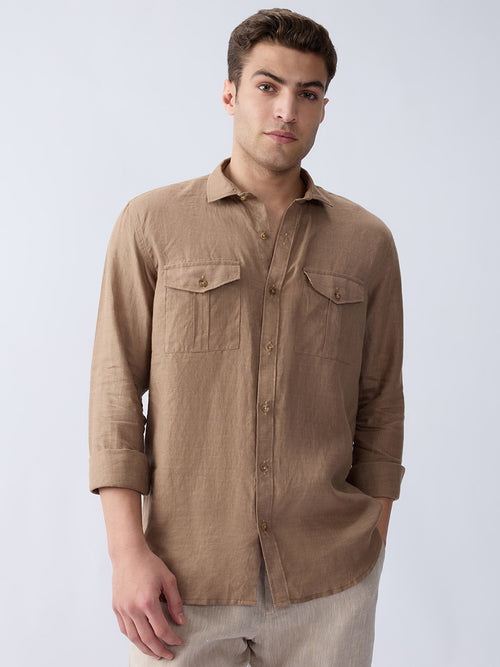 Earth Brown 100% Pure Linen Safari
