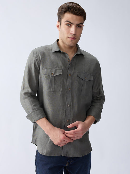 Charcoal Gray 100% Pure Linen Safari