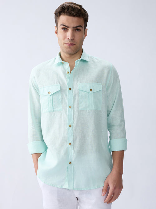 Aqua Mint 100% Pure Linen Safari