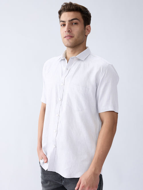 White 100% Pure Linen Half Sleeve