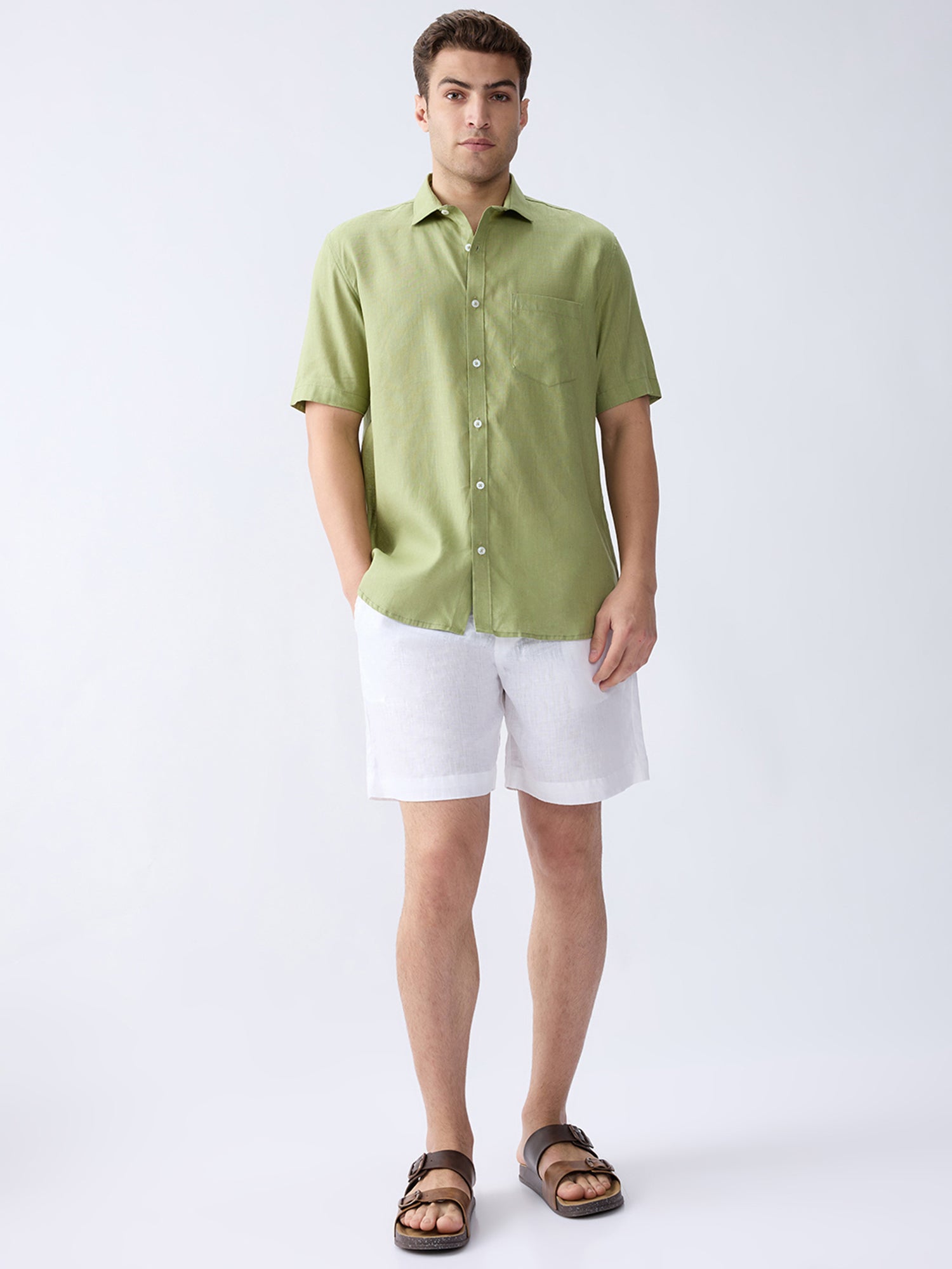 Evergreen 100% Pure Linen Half Sleeve