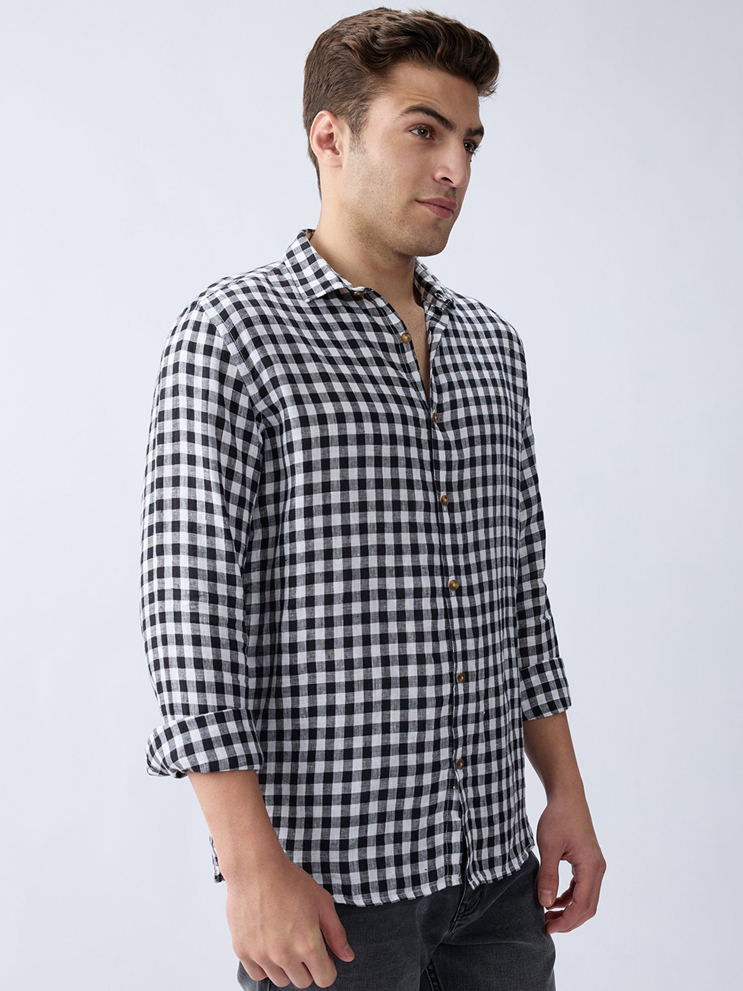 Monochrome 100% Pure Linen Check