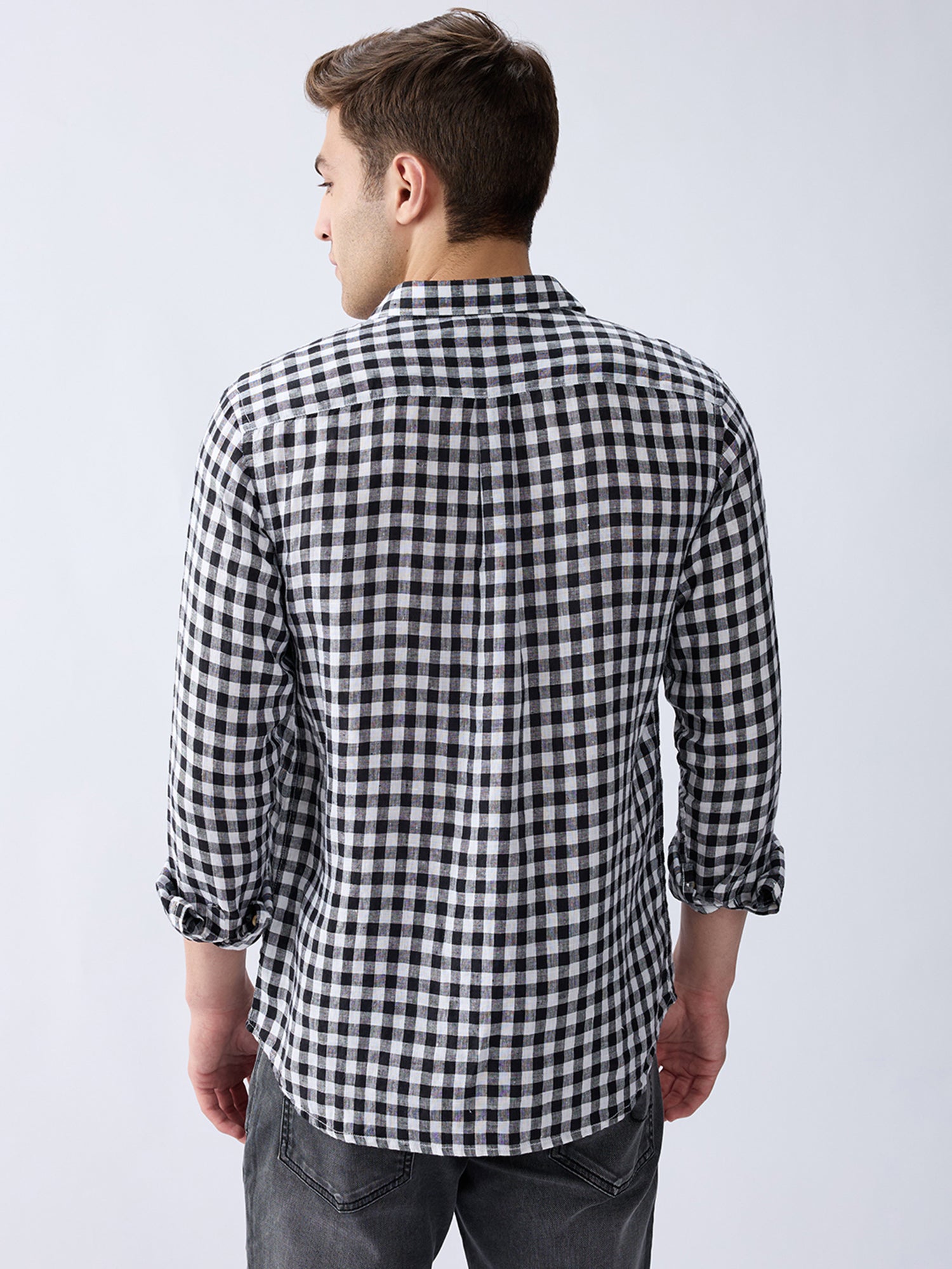 Monochrome 100% Pure Linen Check