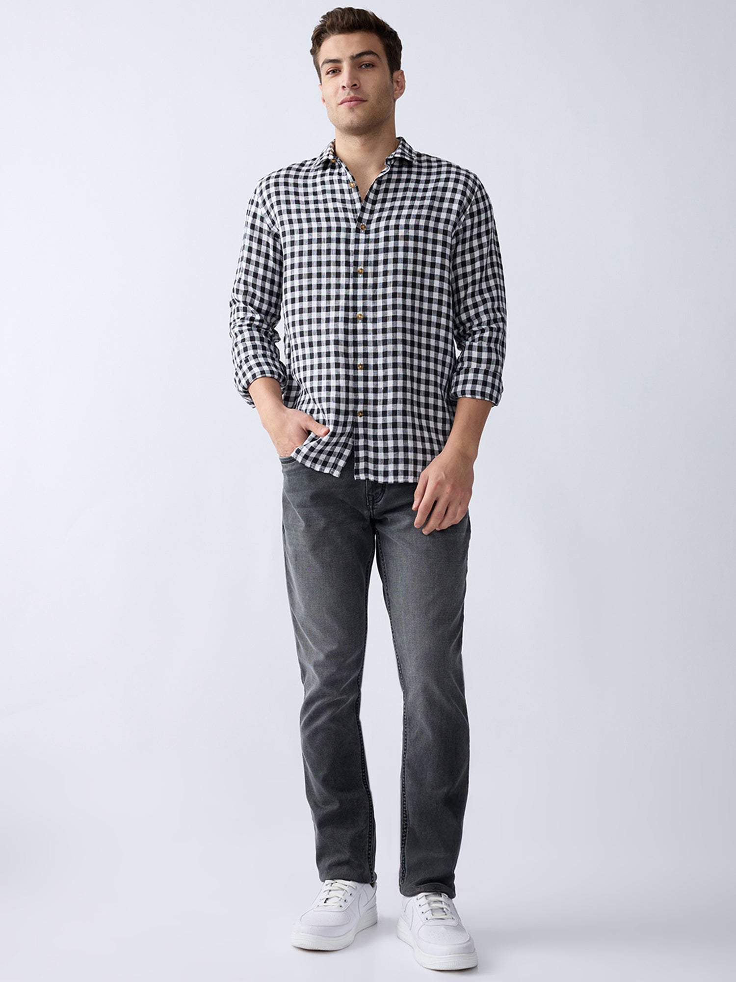 Monochrome 100% Pure Linen Check