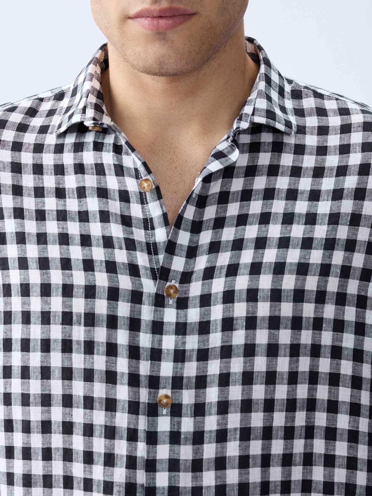 Monochrome 100% Pure Linen Check