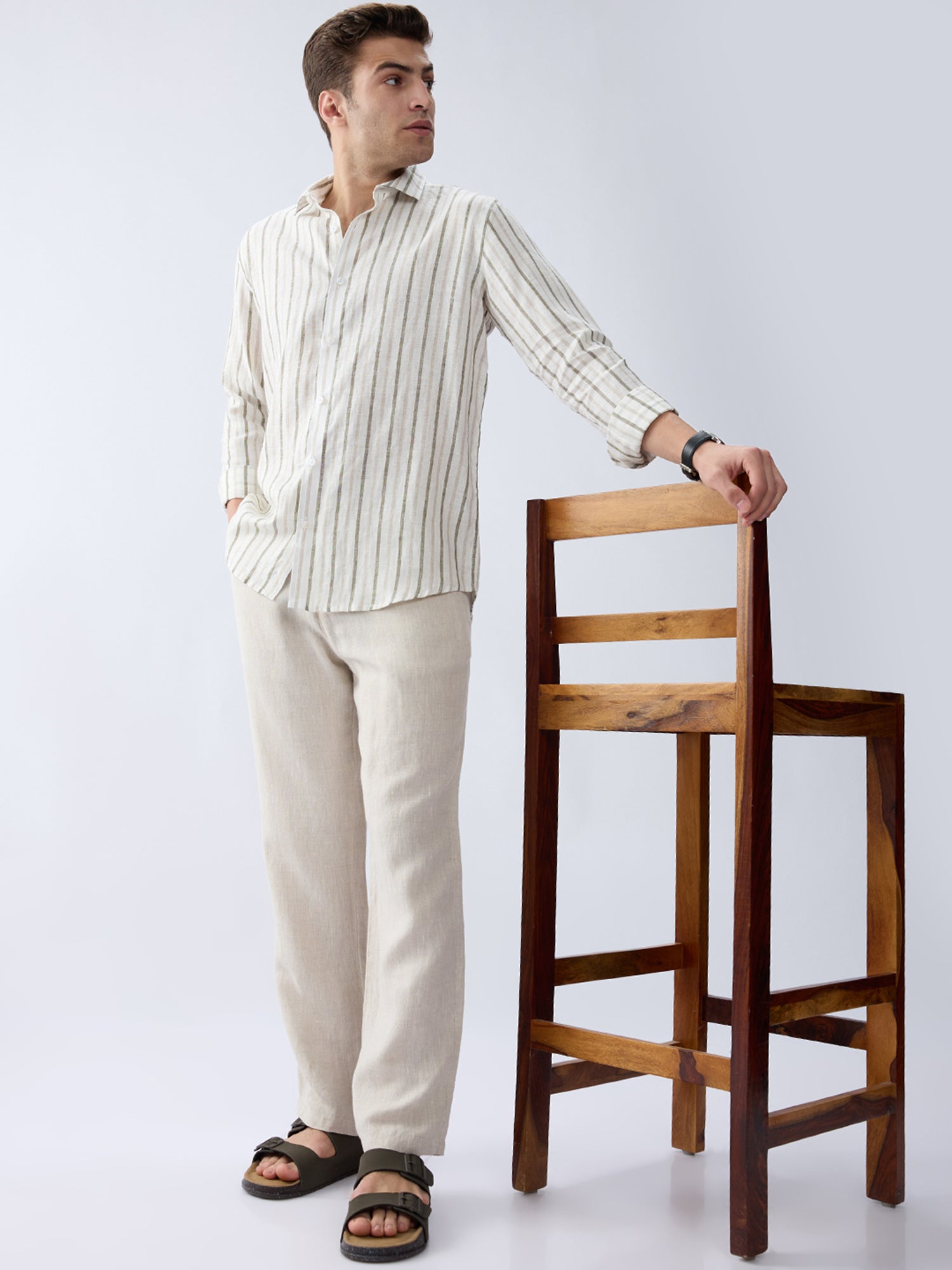 Beige 100% Pure Linen Everyday Pants