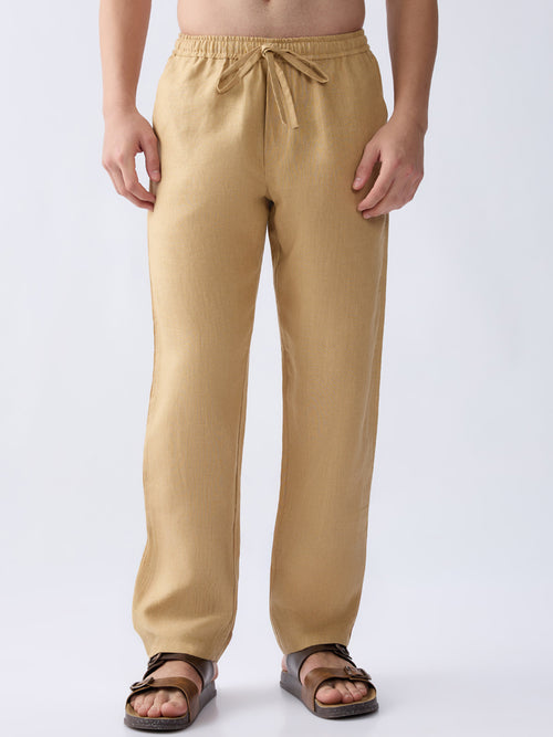 Khaki 100% Pure Linen Everyday Pants