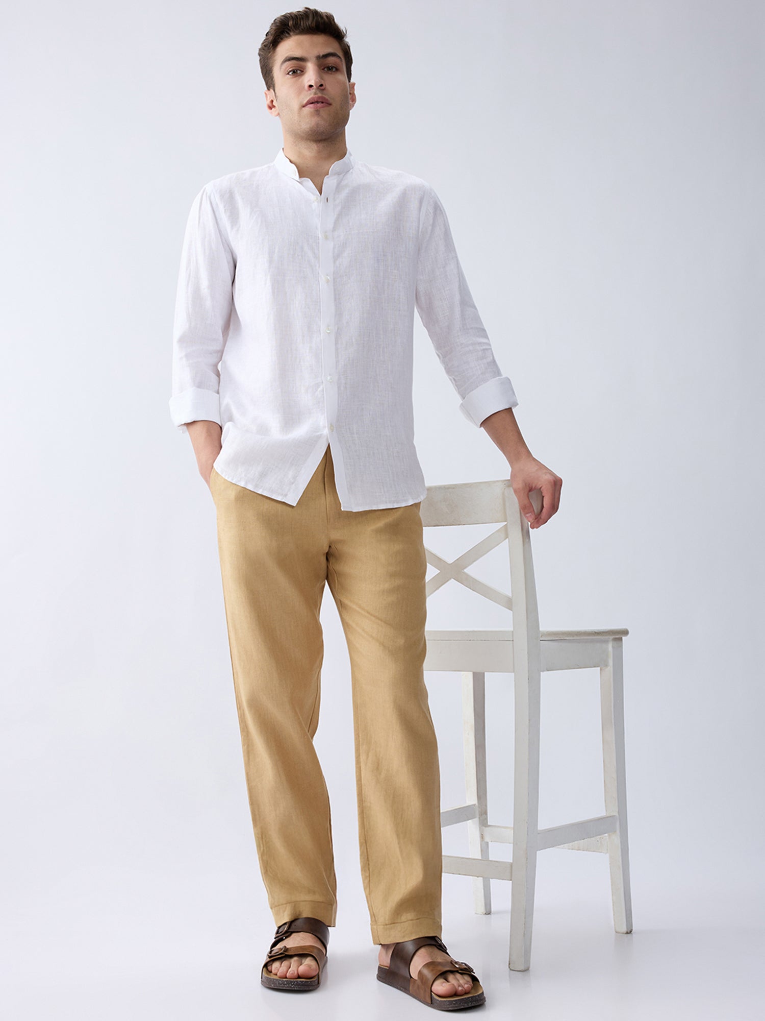 Khaki 100% Pure Linen Everyday Pants