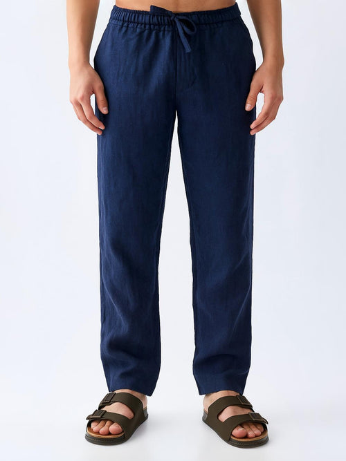 Navy 100% Pure Linen Everyday Pants