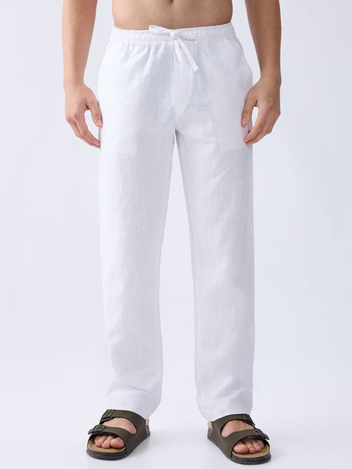 White 100% Pure Linen Everyday Pants