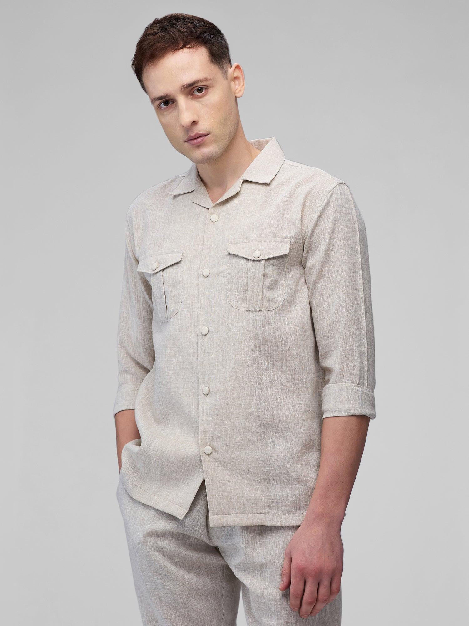 Airavat Safari | Beige 100% Pure Linen - Bhrata