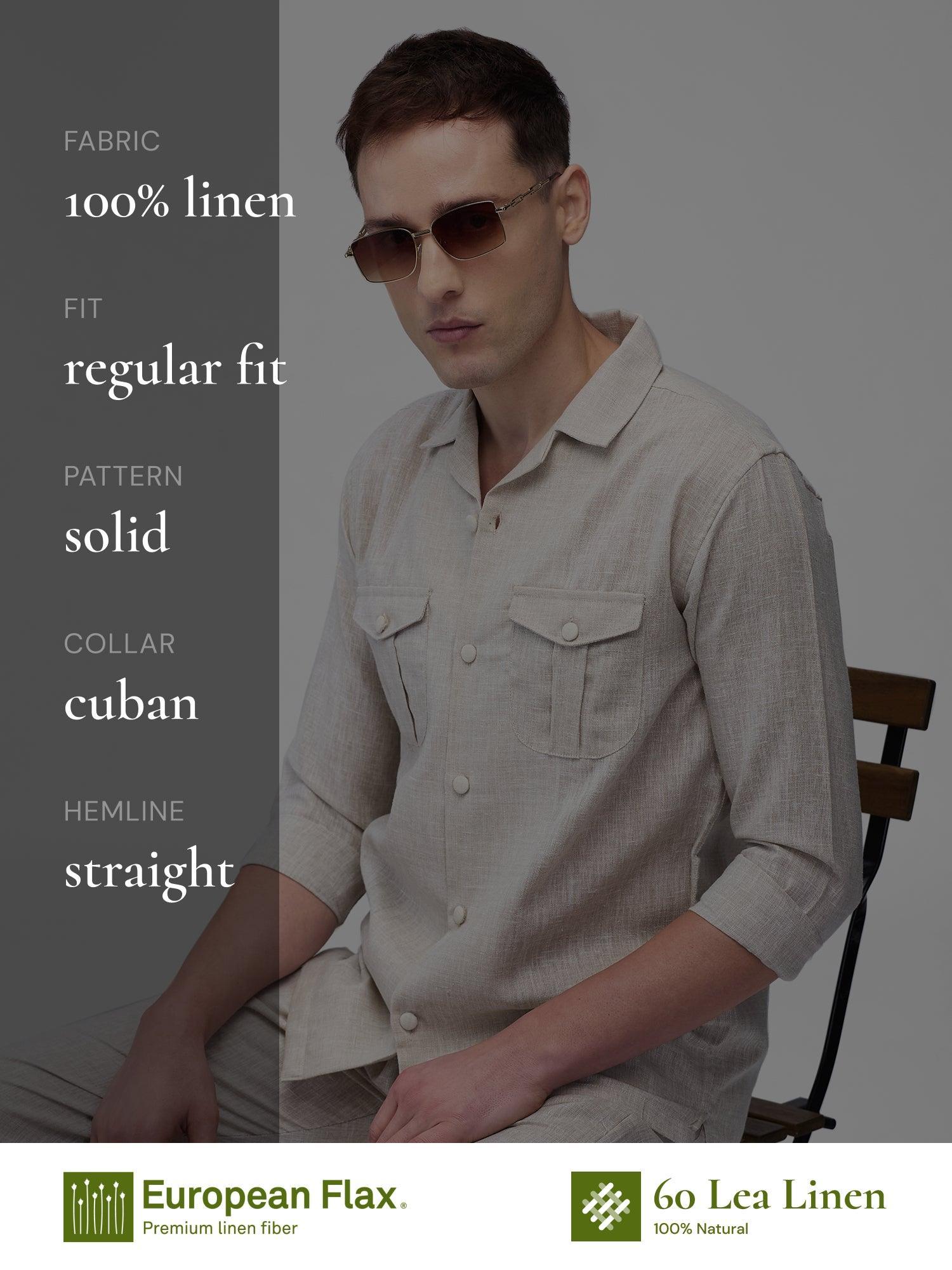 Airavat Safari | Beige 100% Pure Linen - Bhrata