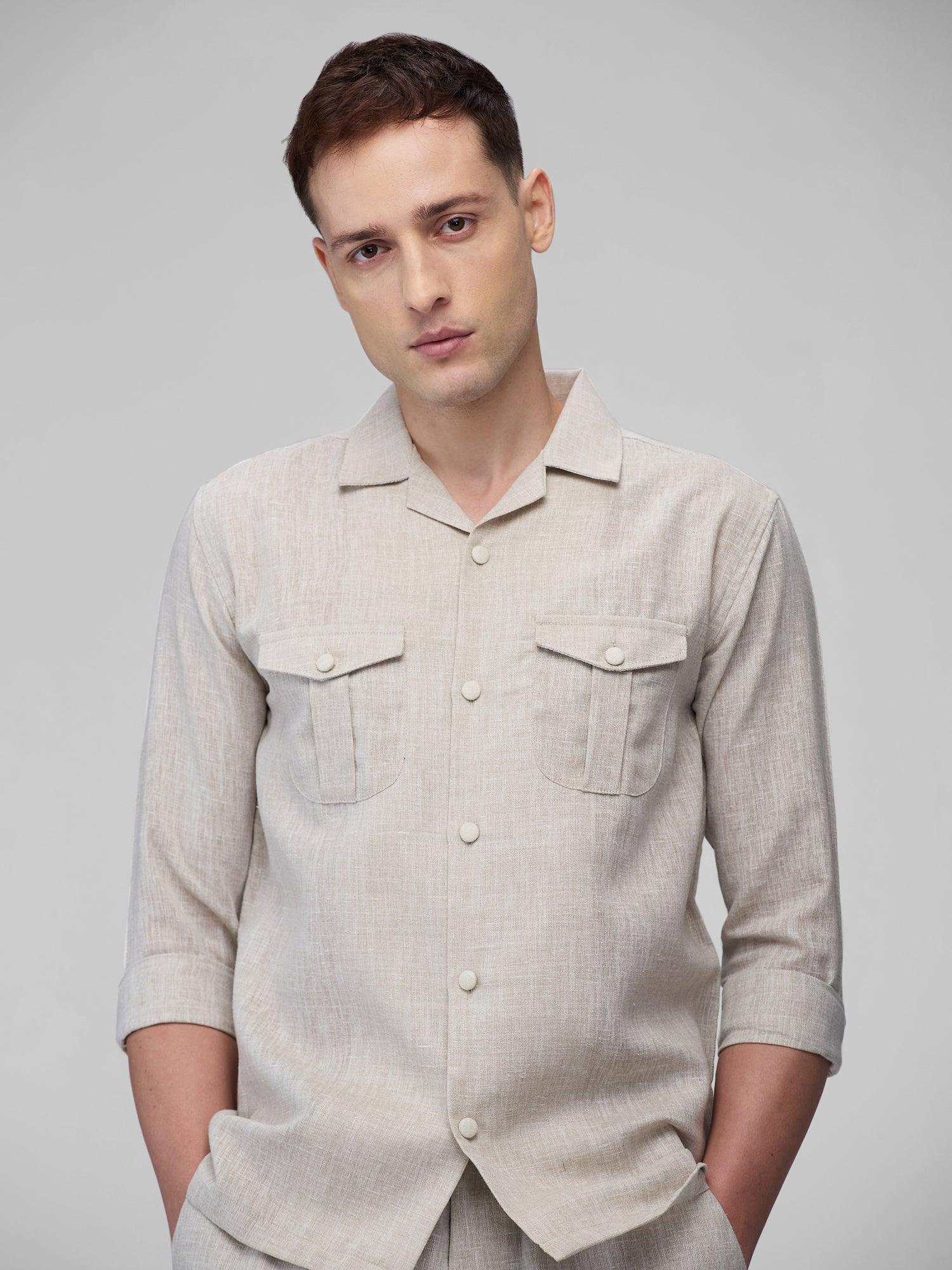 Airavat Safari | Beige 100% Pure Linen - Bhrata