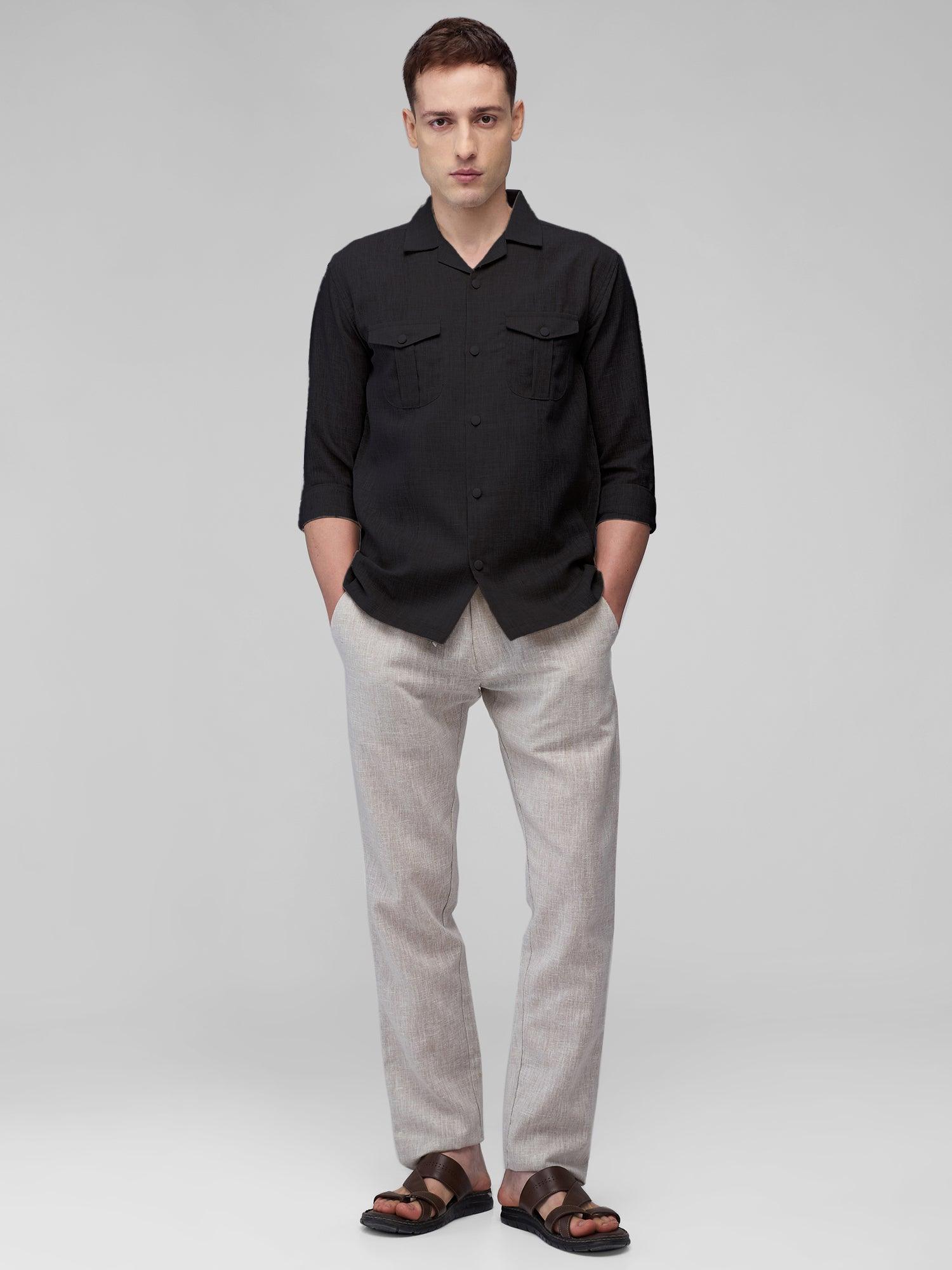 Airavat Safari | Black 100% Pure Linen - Bhrata