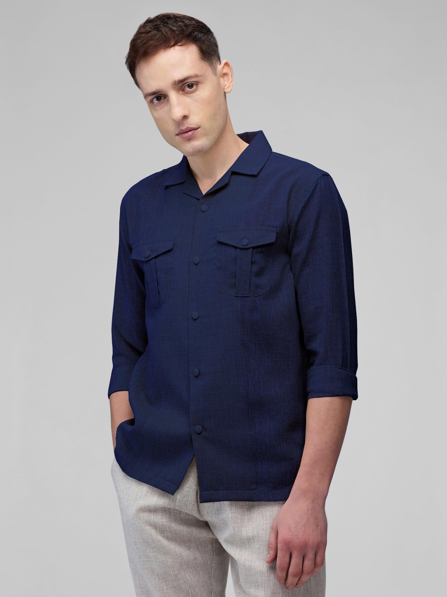 Airavat Safari | Navy 100% Pure Linen - Bhrata