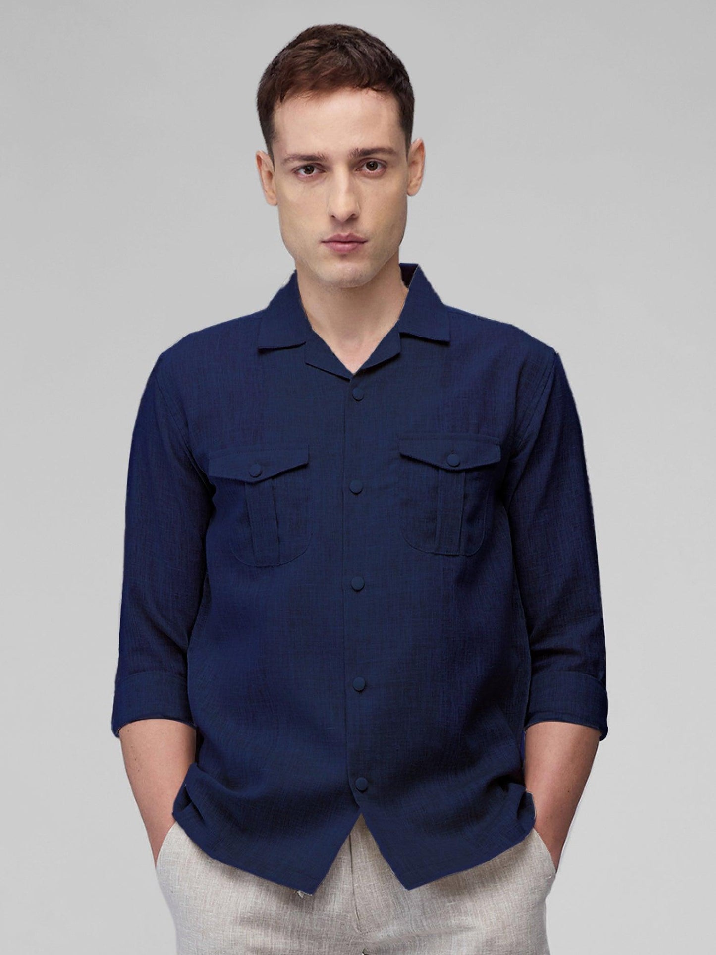 Airavat Safari | Navy 100% Pure Linen - Bhrata