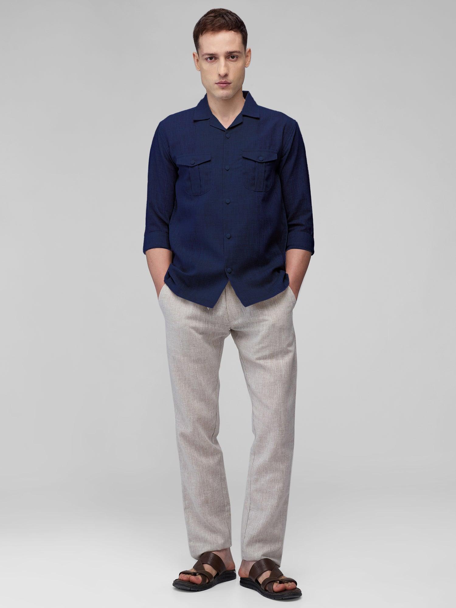 Airavat Safari | Navy 100% Pure Linen - Bhrata