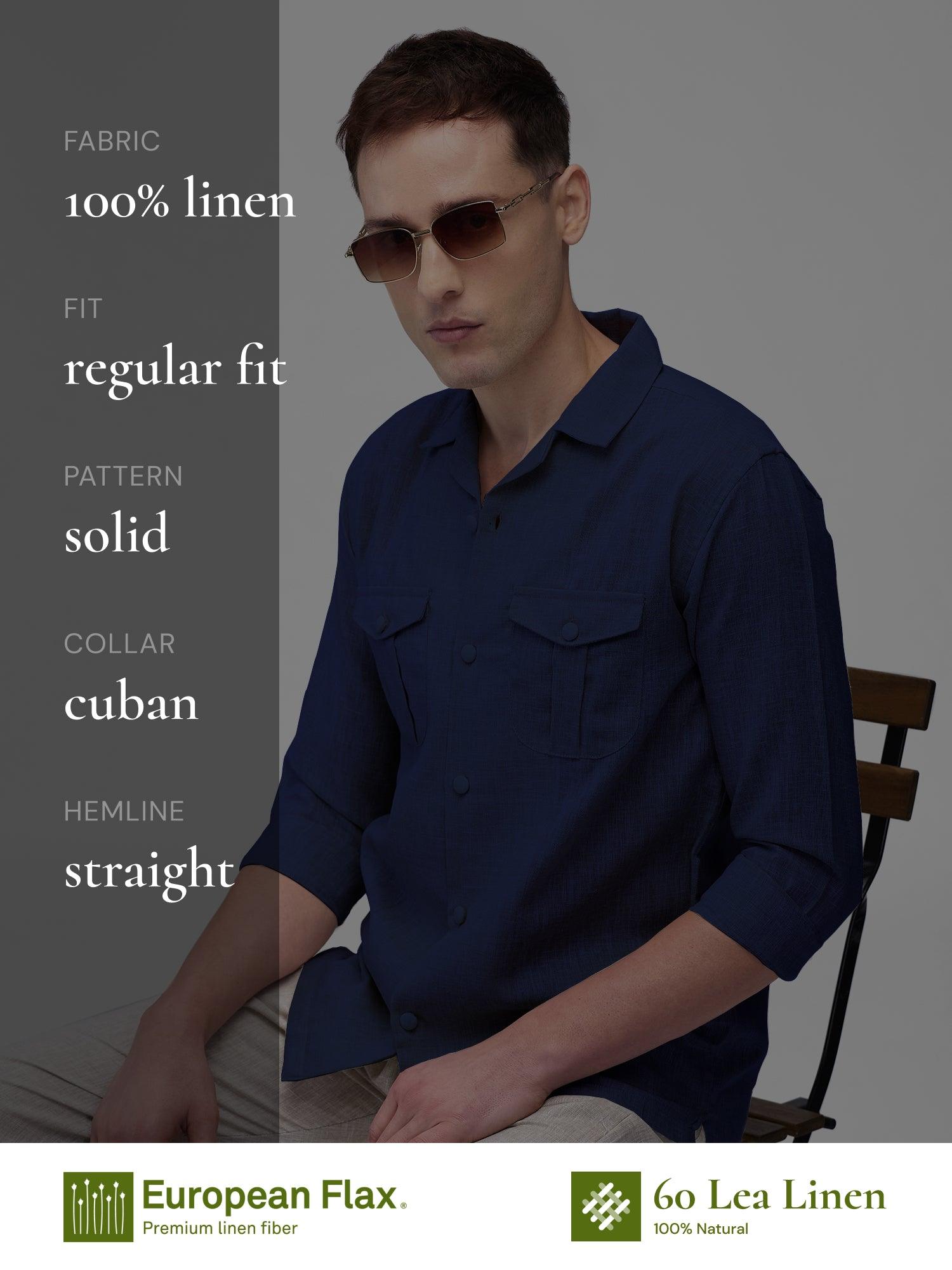 Airavat Safari | Navy 100% Pure Linen - Bhrata