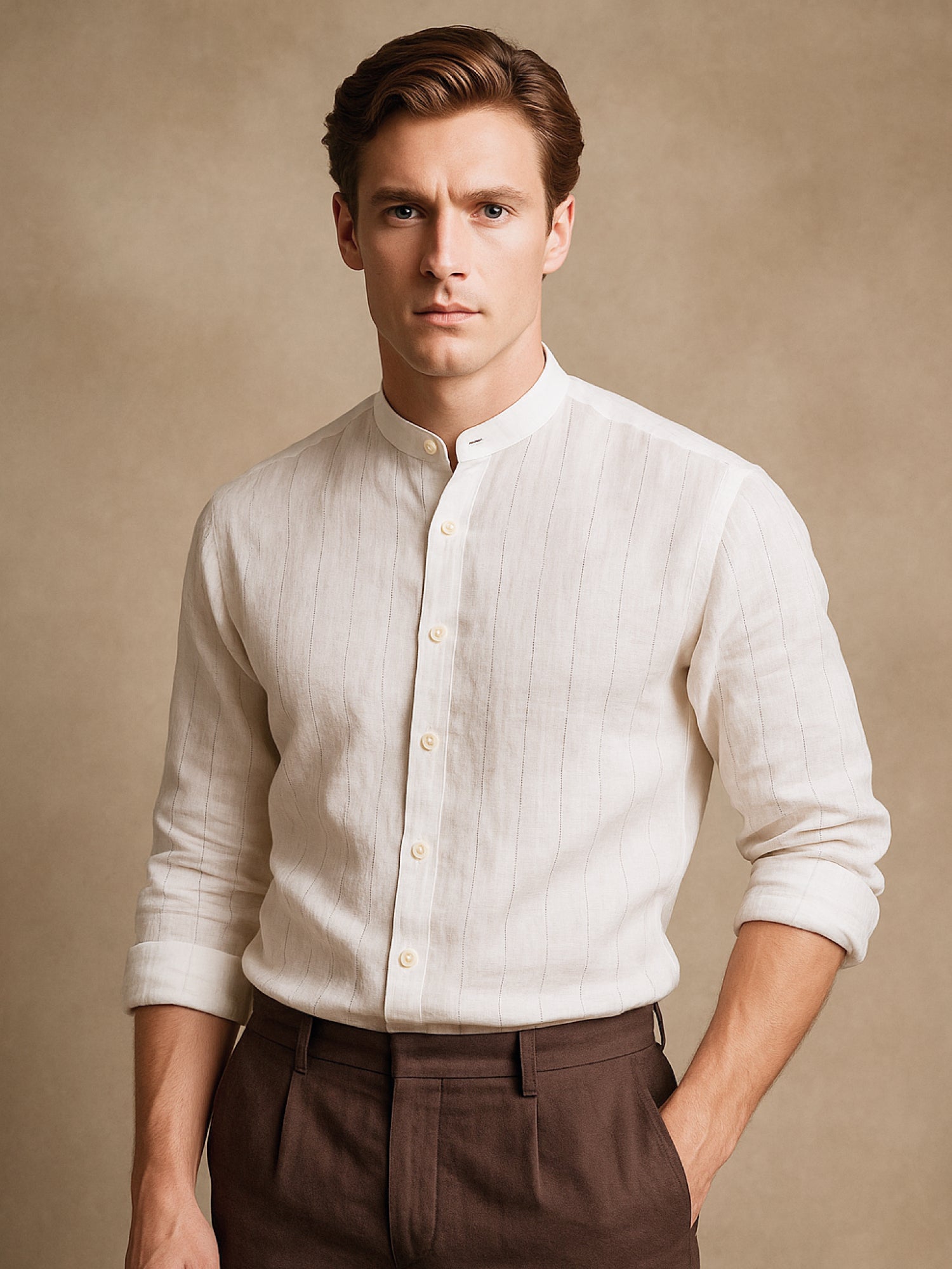 Snow 100% Pure Linen Stripe