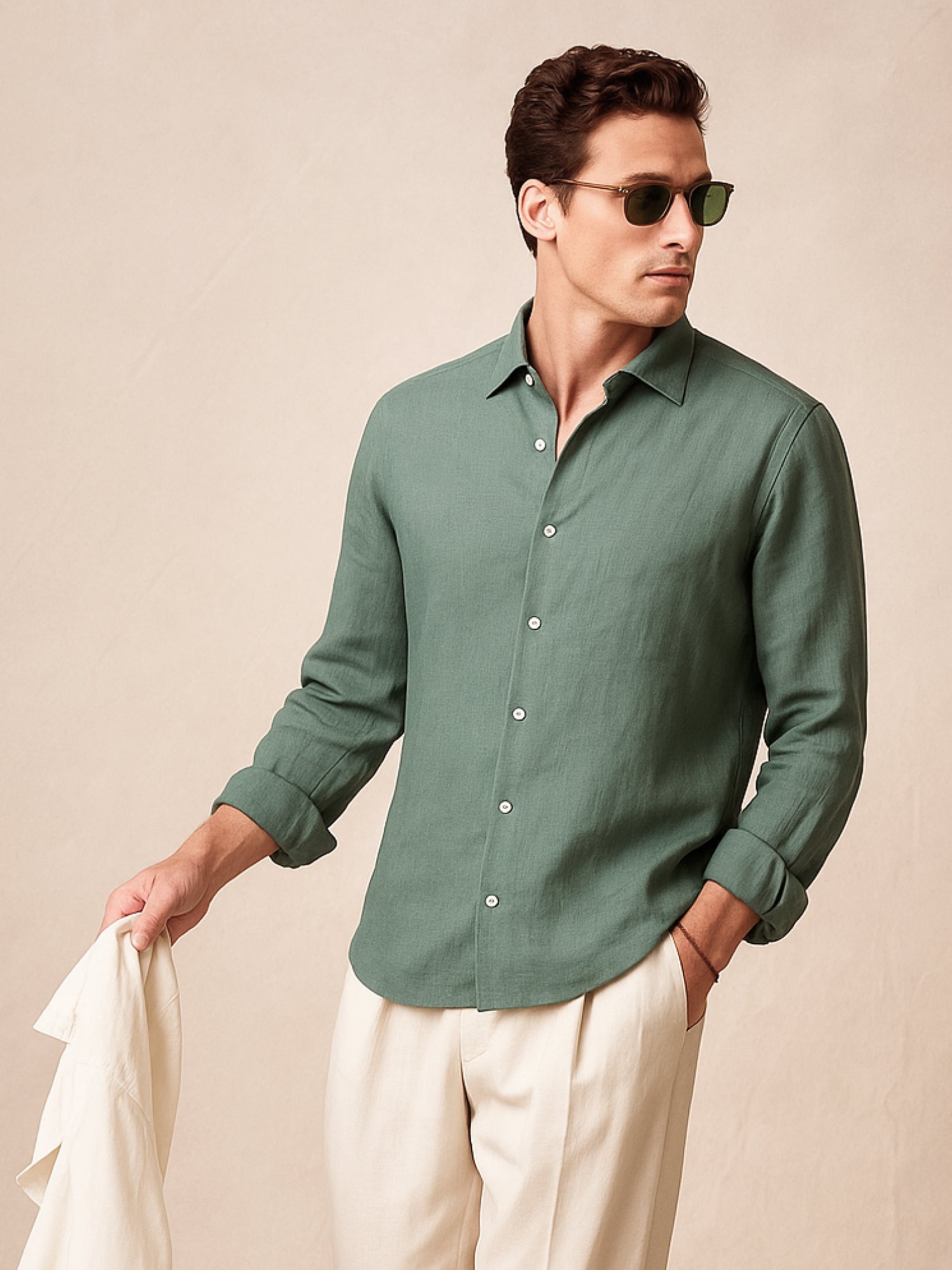 Sage Green 100% Pure Linen Shirt