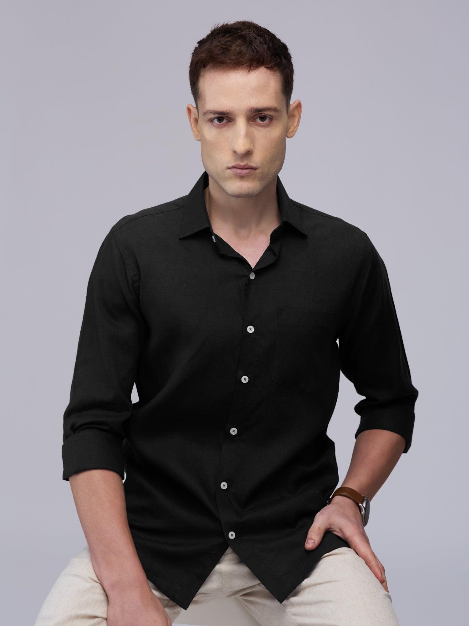 Black 100% Pure Linen Classic - Bhrata