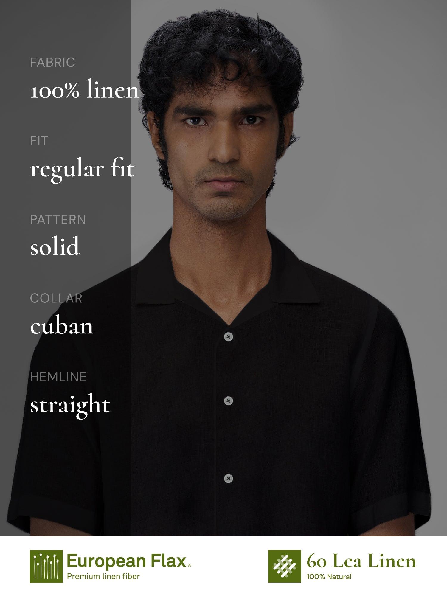 Black 100% Pure Linen Cuban - Bhrata