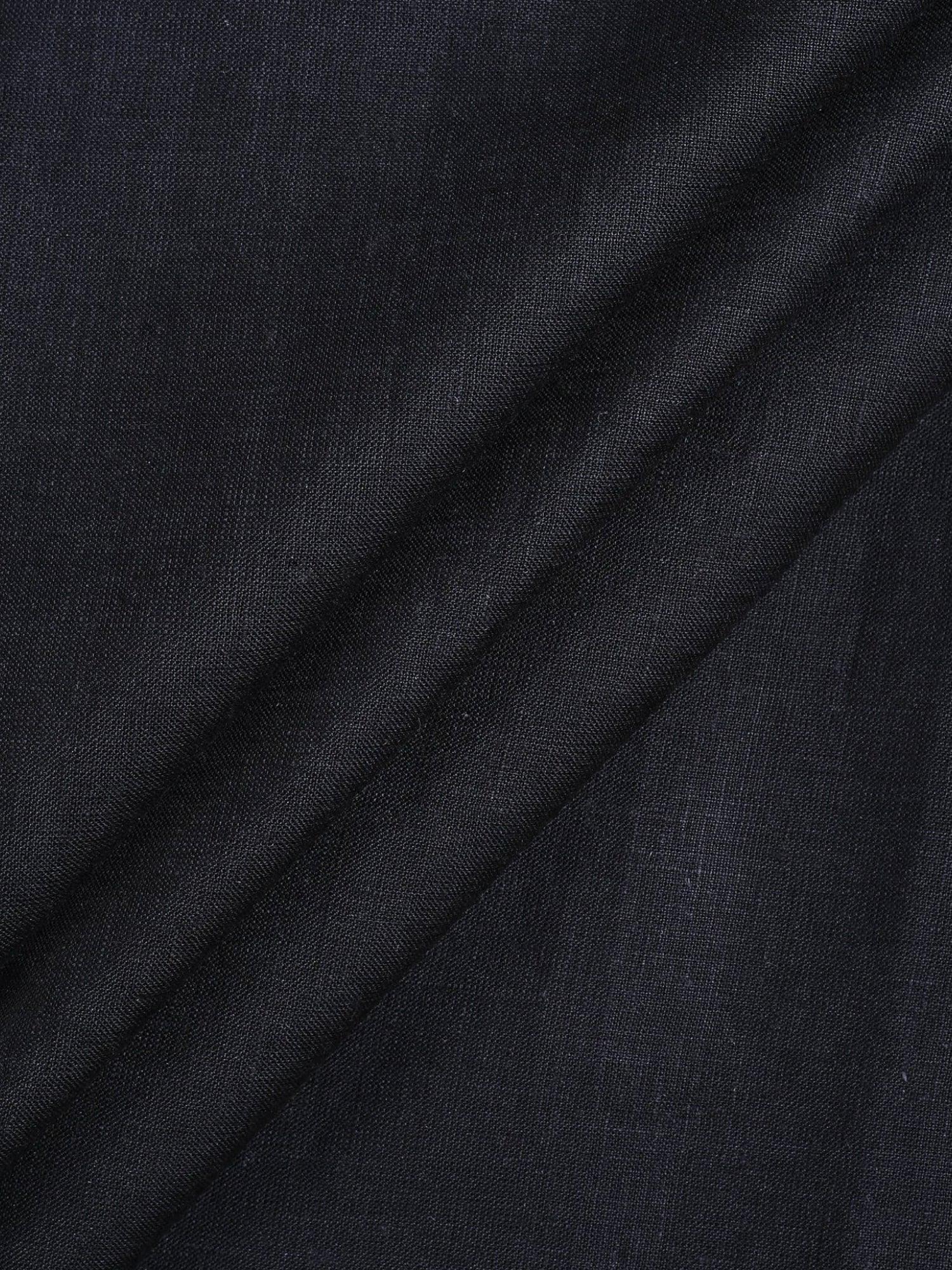Black 100% Pure Linen Half Sleeve - Bhrata