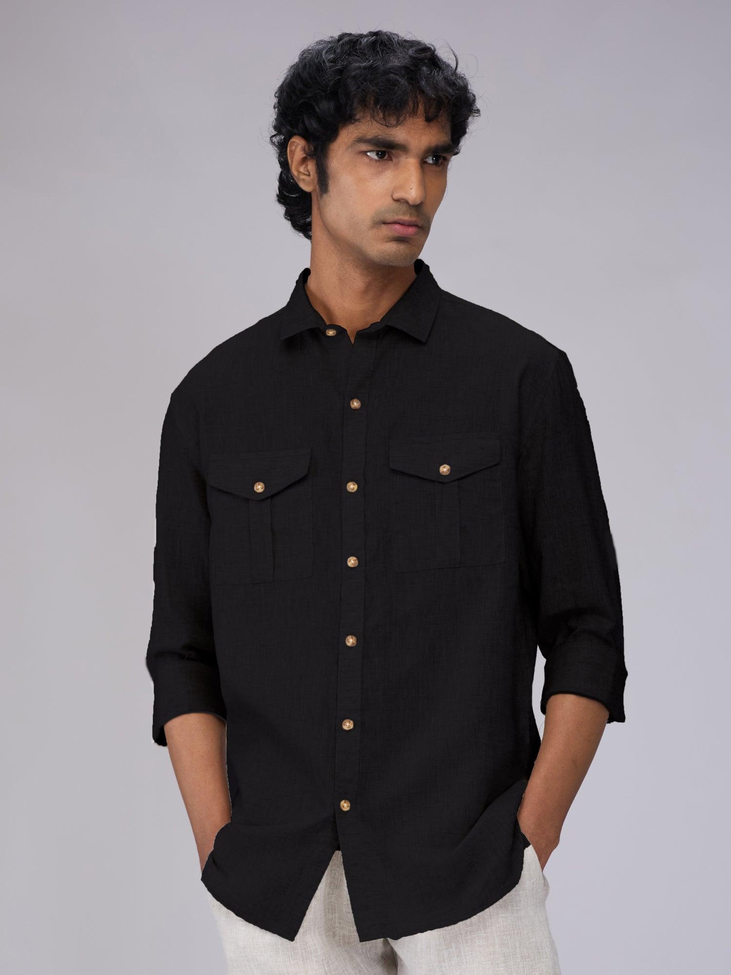 Black 100% Pure Linen Safari - Bhrata