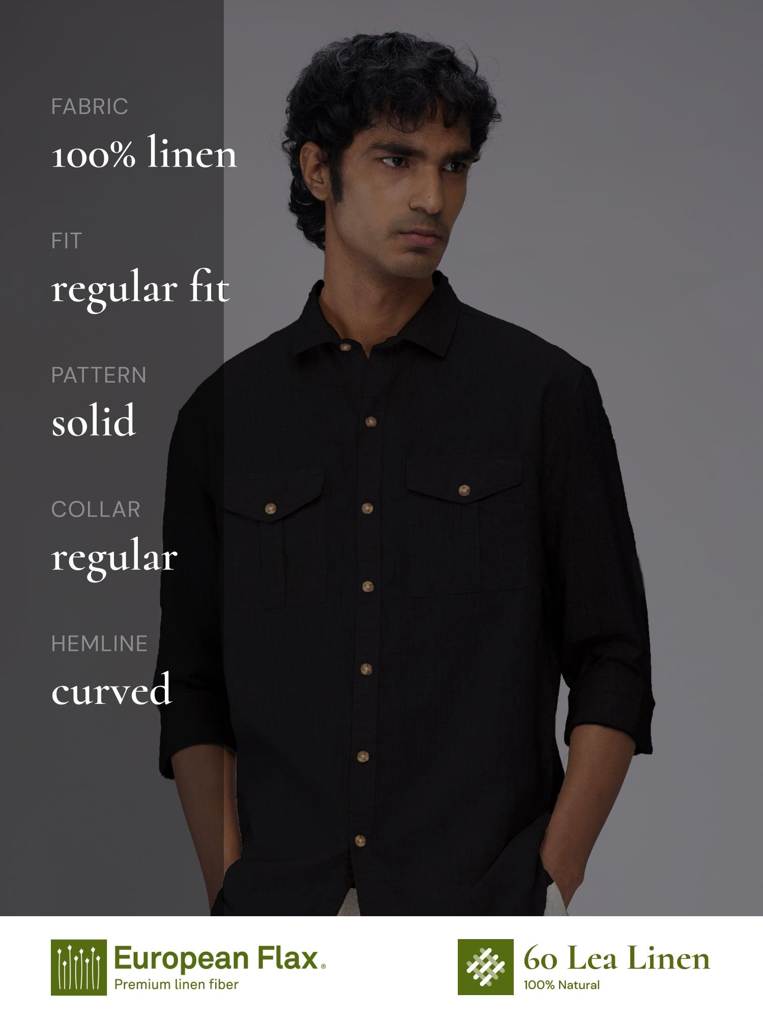 Black 100% Pure Linen Safari - Bhrata