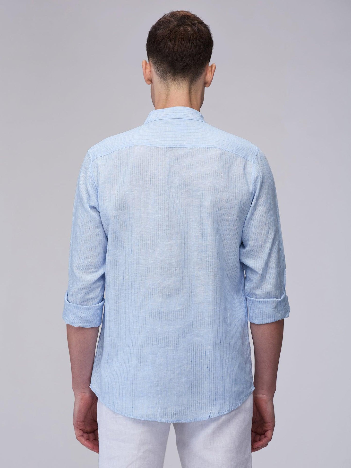 Blue 100% Pure Linen Stripes - Bhrata