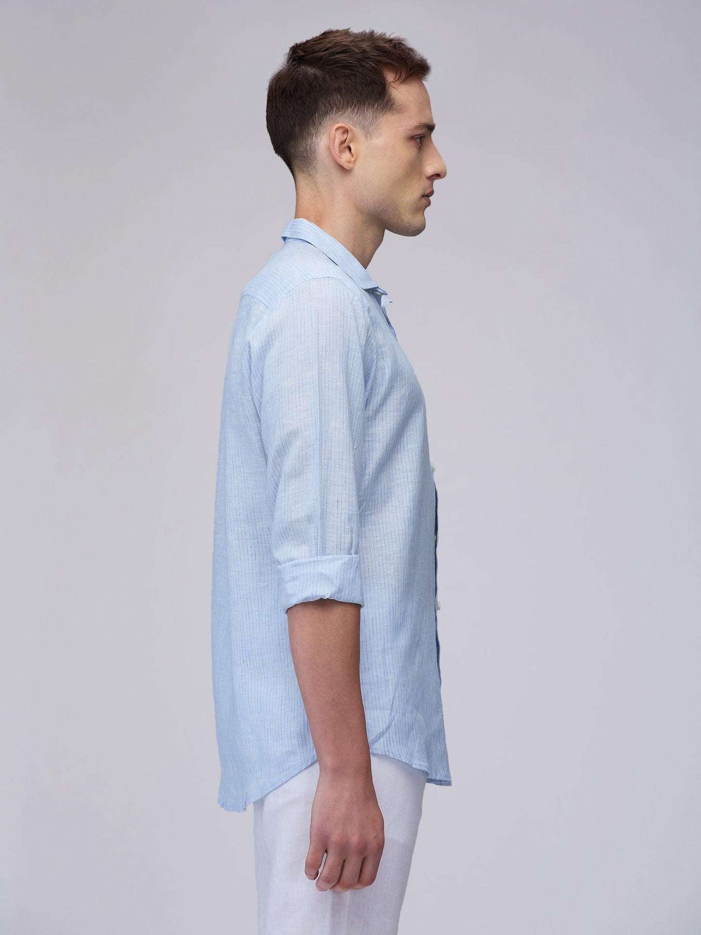 Blue 100% Pure Linen Stripes - Bhrata