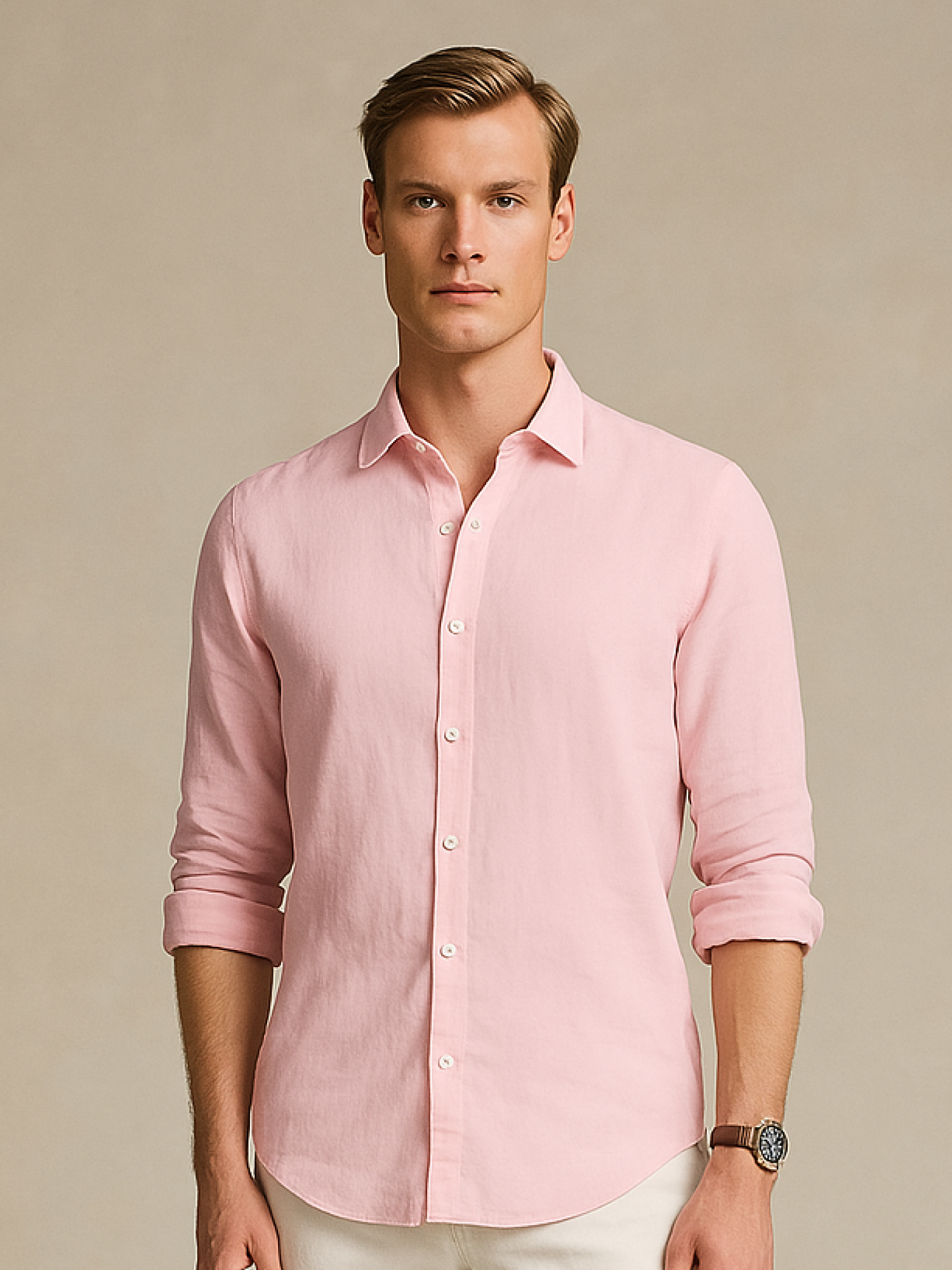 Blush Pink 100% Pure Linen Shirt
