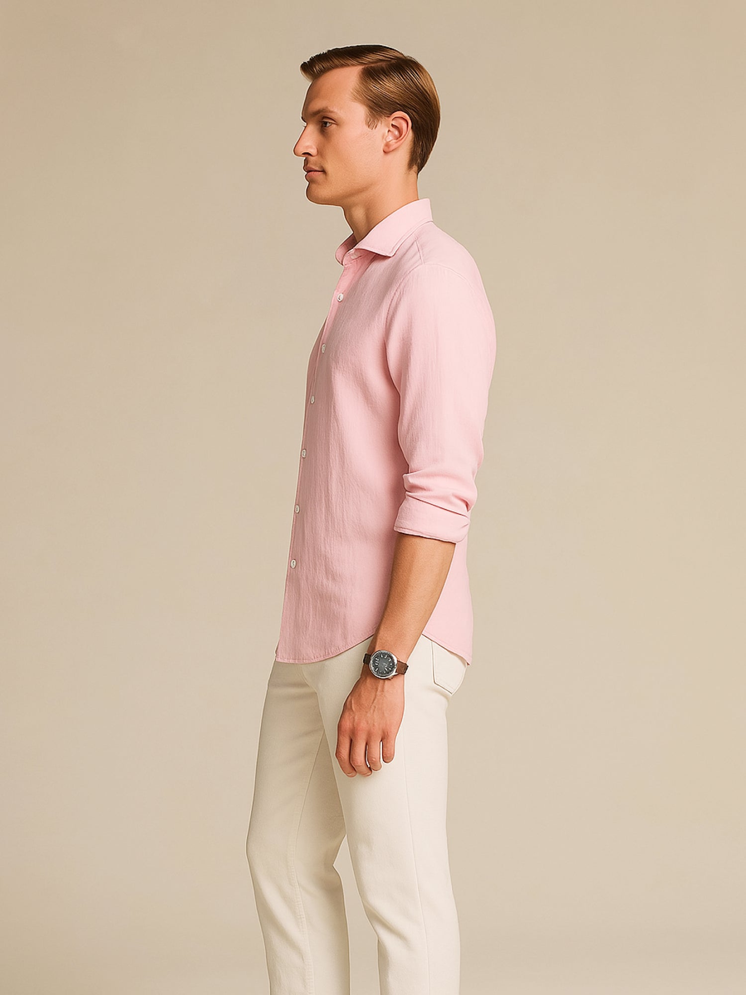 Blush Pink 100% Pure Linen Shirt