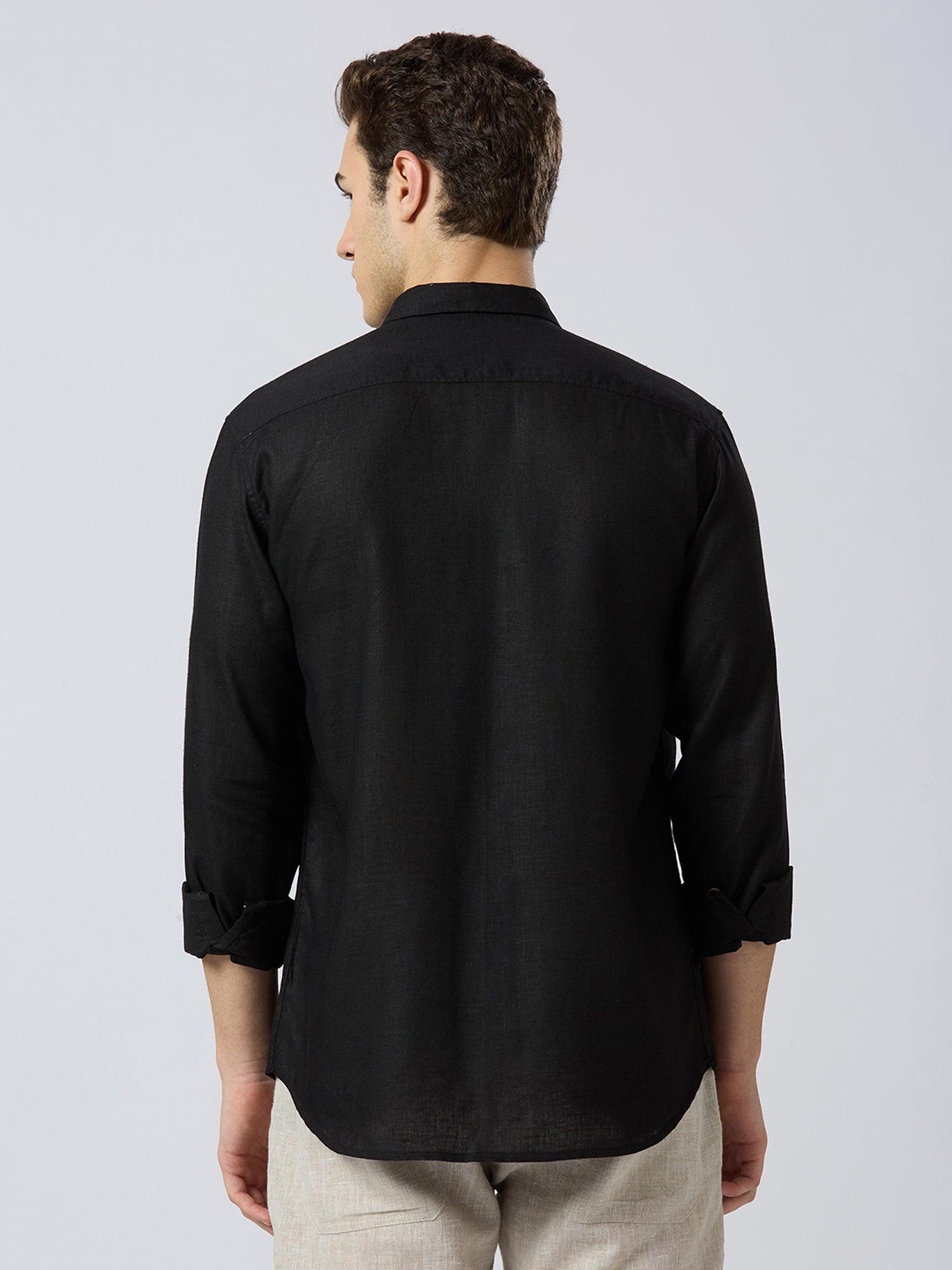 Celestial Crane Pure Linen—Onyx - Bhrata