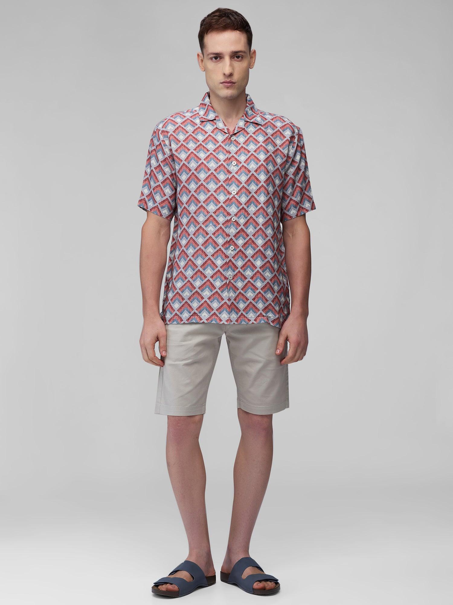 Crimson Mosaic 100% Pure Linen Cuban - Bhrata