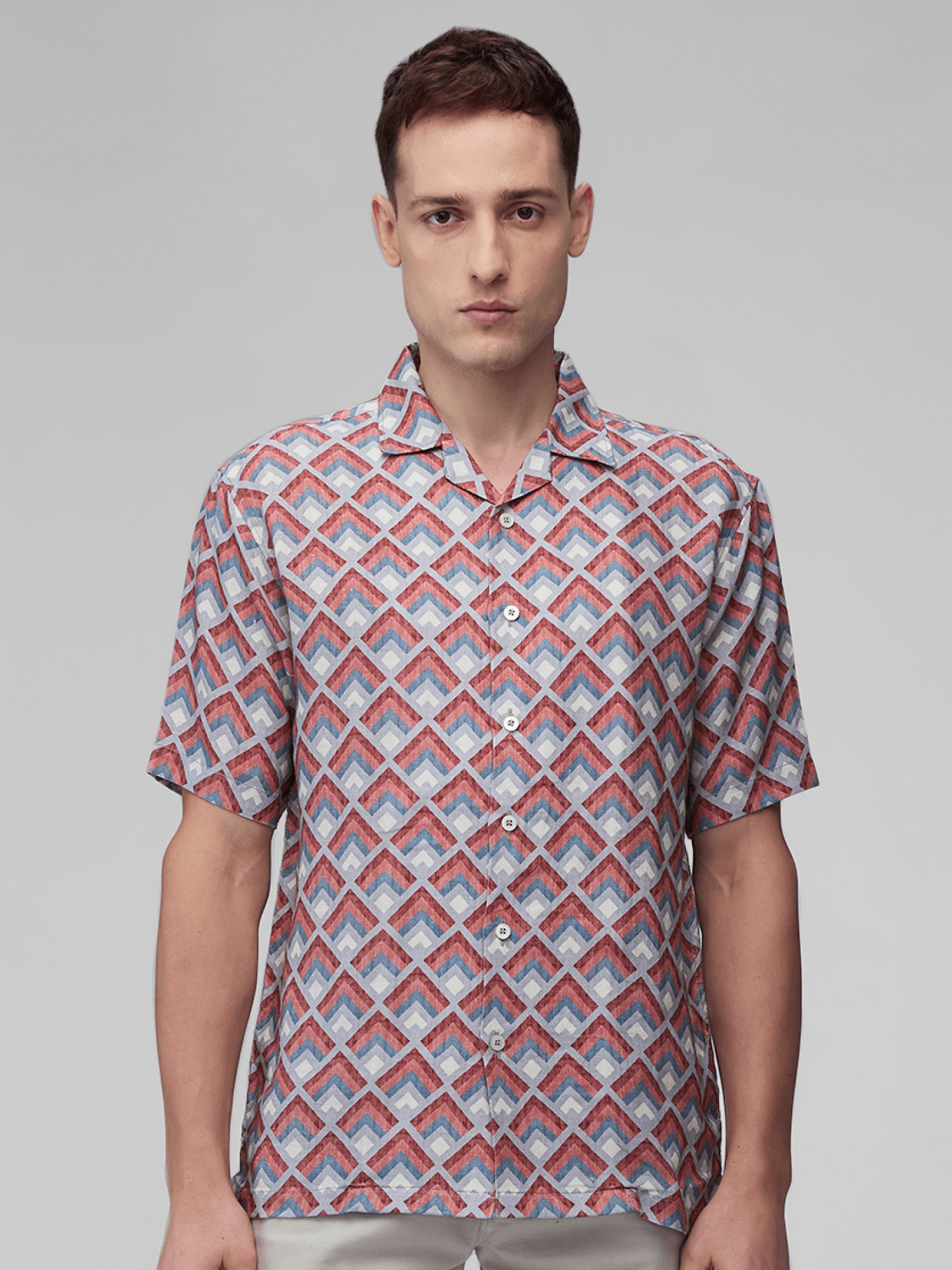 Crimson Mosaic 100% Pure Linen Cuban - Bhrata