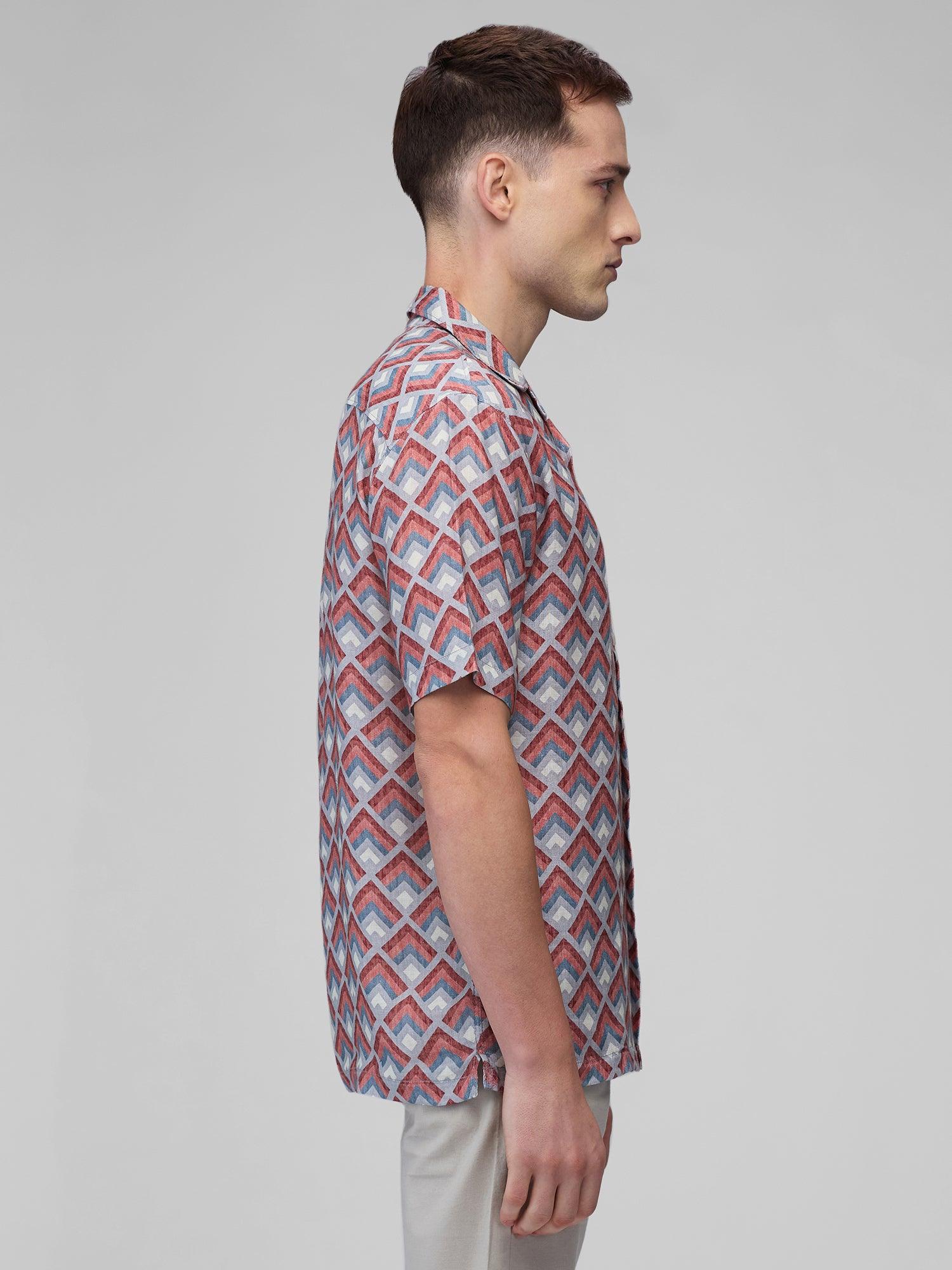 Crimson Mosaic 100% Pure Linen Cuban - Bhrata