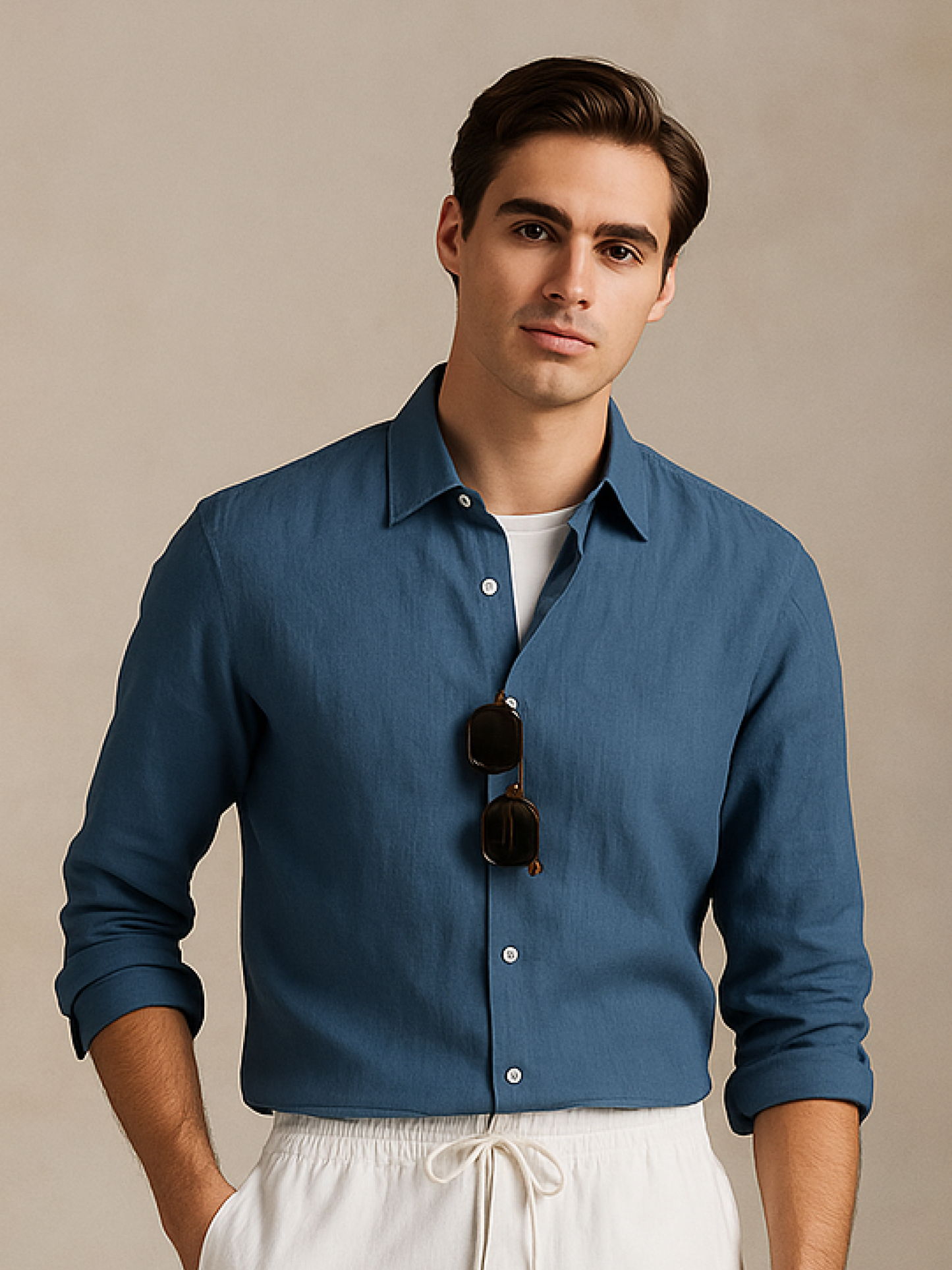 Dusty Blue 100% Pure Linen Shirt