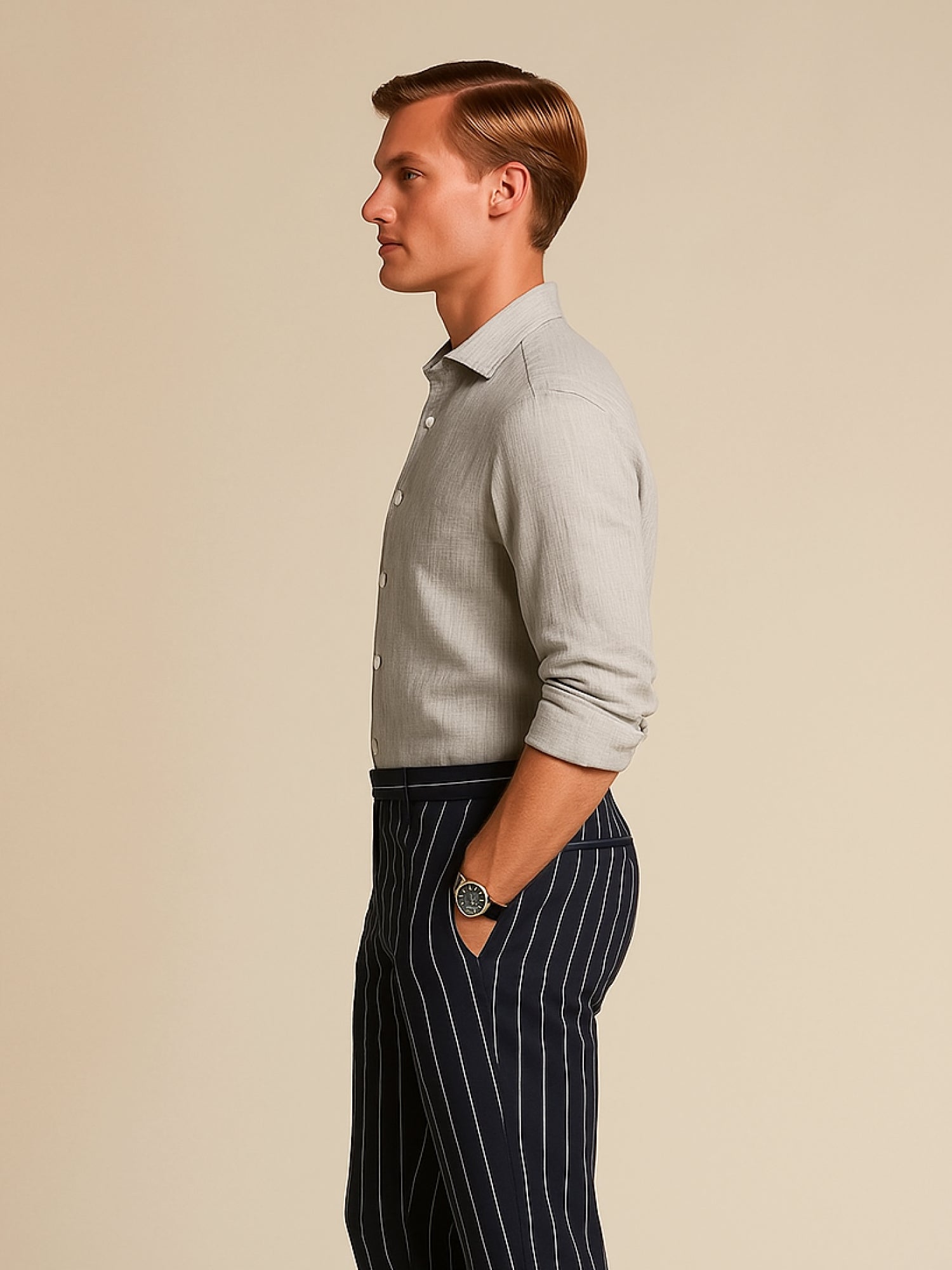 Light Gray 100% Pure Linen Shirt