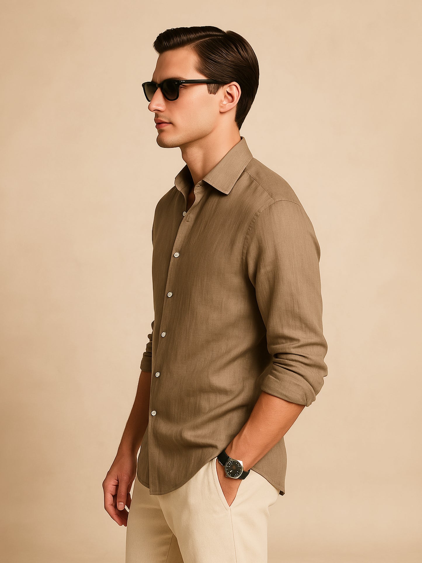 Earth Brown 100% Pure Linen Shirt