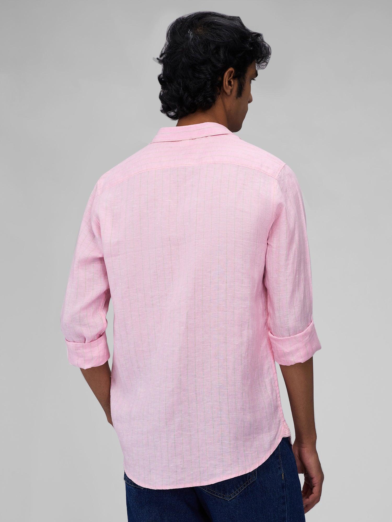 Frosted Pink Striped 100% Pure Linen - Bhrata