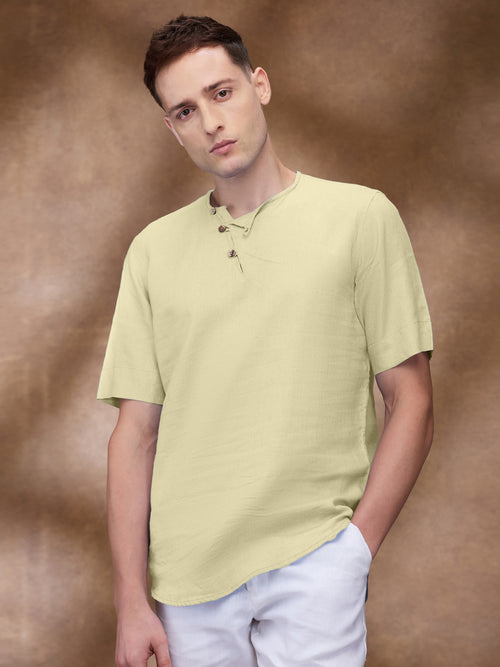 Lemon Yellow 100% Pure Linen T-Shirt - Bhrata