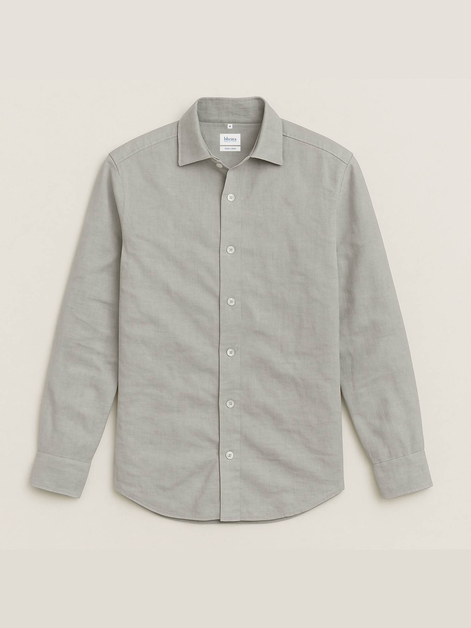 Light Gray 100% Pure Linen Shirt