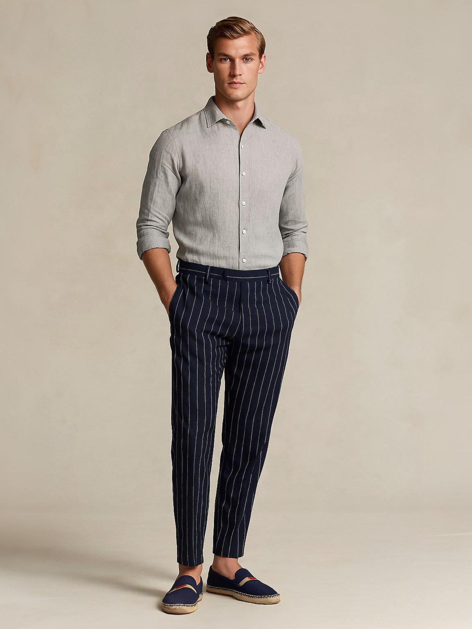 Light Gray 100% Pure Linen Shirt