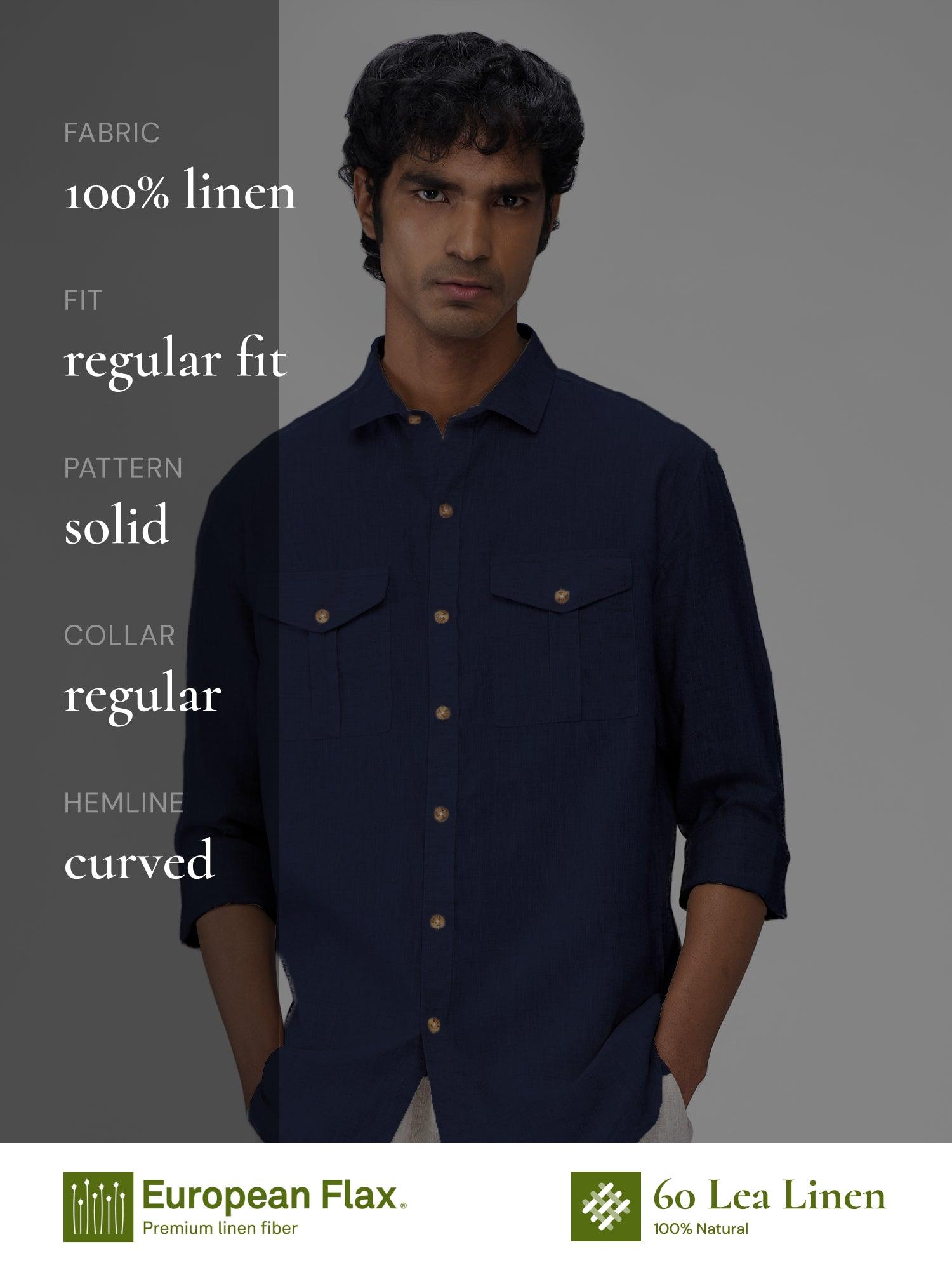 Navy 100% Pure Linen Safari - Bhrata