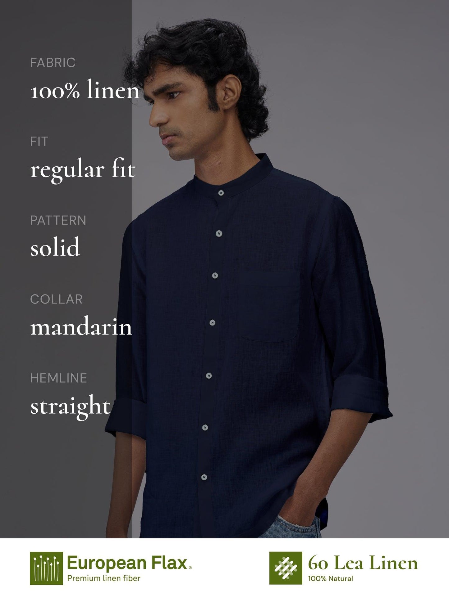 Navy Mandarin 100% Pure Linen - Bhrata