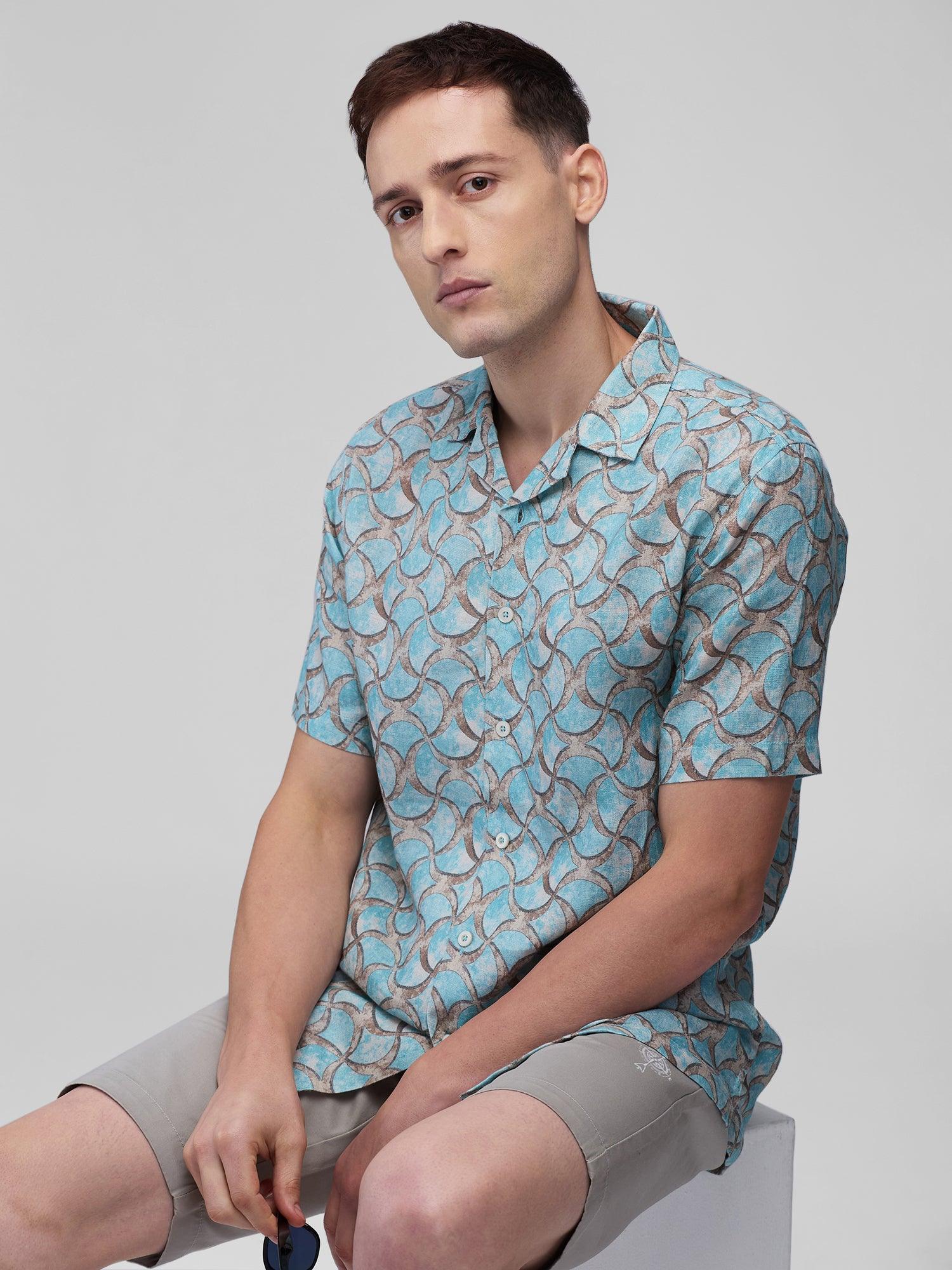 Opal Waves 100% Pure Linen Cuban - Bhrata