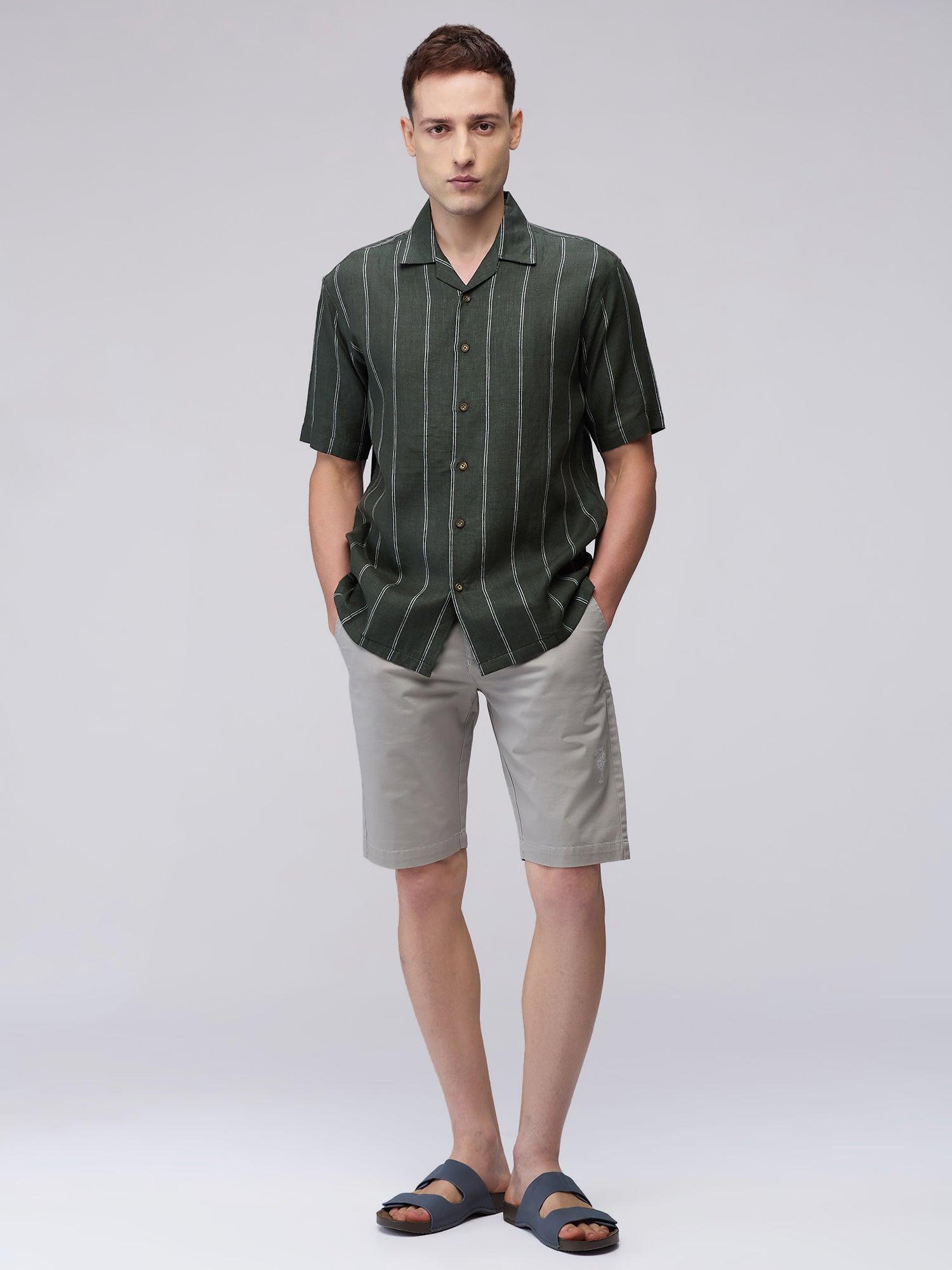 Palm Stripe 100% Pure Linen Cuban - Bhrata