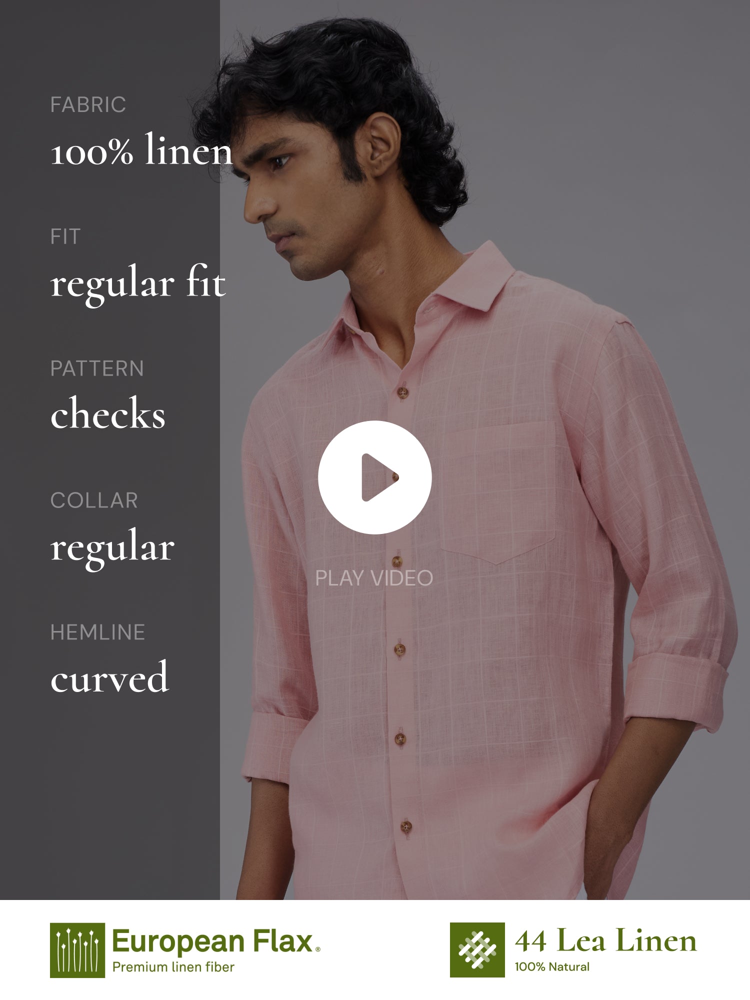Pink 100% Pure Linen Check