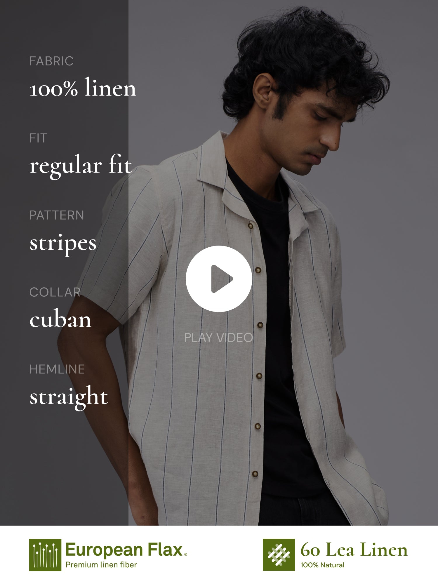 Dune Stripe 100% Pure Linen Cuban